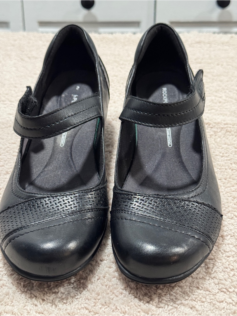 Rockport Total Motion Mary Jane Shoes Black Leather 8.5 NWOT Comfort Workwear
